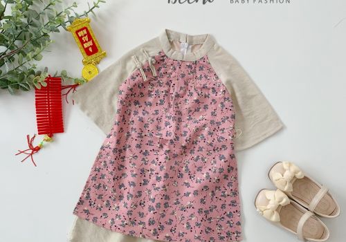 ÁO DÀI NHUNG TĂM HOA NHÍ